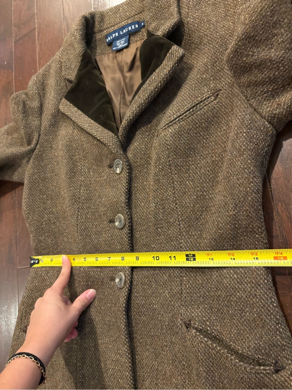 Ralph Lauren Equestrian Jacket Wool Tweed Blazer Embroidered Velvet Blue Label 8 - Picture 13 of 14